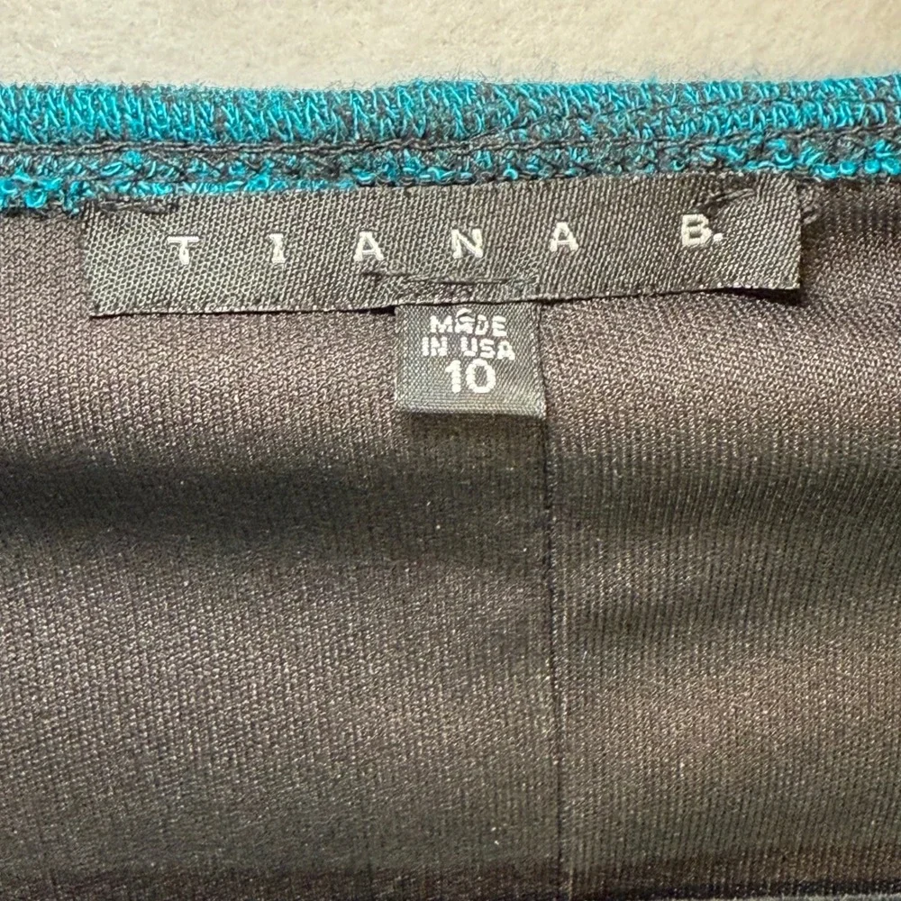 TIANA B. Women's Teal‎ Black Marled Knit Dress Waterfall Cardigan Set Size 10